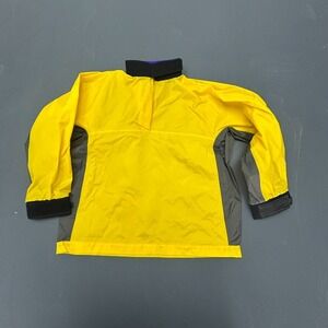 NRS Jacket Youth Boys Small Yellow Rain Waterproof Mock Neck Outdoor Shell Kids